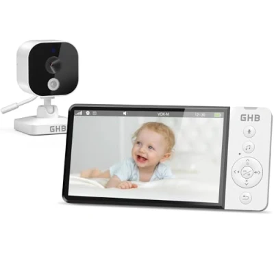 Abbildung von GHB Babyphone mit Kamera 5 Zoll 720P HD 5000mAh IPS Display VOX Modus 4X Zoom Nachtsicht Gegensprechen Temperaturanzeige Nicht drehbar