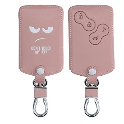 Abbildung von kwmobile Autoschlüssel Hülle kompatibel mit Renault 4 Tasten Karte (nur Keyless Go) Kunstleder Schutzhülle Schlüsselhülle Don&#039;t Touch My Key Weiß Rosegold