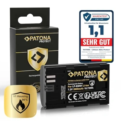 Abbildung von PATONA Protect V1 LP E6NH Akku (2400mAh) Qualitätsakku mit NTC Sensor und Gehäuse Intelligentes Akkusystem neueste Generation
