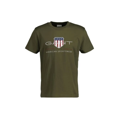 Abbildung von GANT REG Archive Shield SS Tshirt print, Herren, Größe: Large, Grün/juniper green