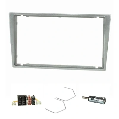 Abbildung von tomzz Audio 2439 011 Doppel DIN Radioblende Set kompatibel mit Opel Corsa C Combo Omega B Vectra Meriva Charcoal metallic Radioadapter ISO Antennenadapter Entriegelungsbügel