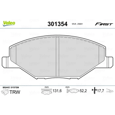 Abbildung von VALEO 301354 Bremsbelagsatz FIRST Vorderachse exkl. Verschleißwarnkontakt mit Anti Quietsch Blech SKODA: Fabia 2 Schrägheck, Combi