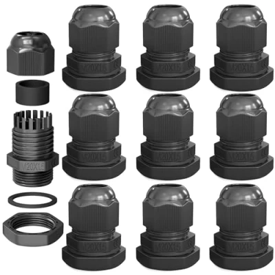 Abbildung von hb digital 10х Kabelverschraubung M20 für 6 12mm Kabeldurchmesser IP68 Staub &amp; wasserdicht mit Gummidichtung Gegenmutter Klemmlamellen Stopfbuchse Isolation Kabeleinführung Schwarz