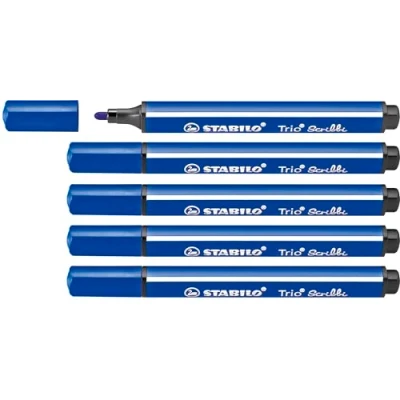 Abbildung von Gefederter Dreikant Filzstift STABILO Trio Scribbi 5er Pack blau