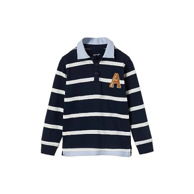 Abbildung von VERTBAUDET Gestreiftes Poloshirt für Jungen, 2 in 1 Effekt., marine, 5 Jahre