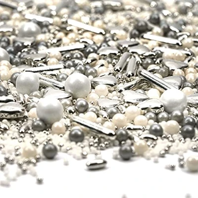 Abbildung von STREUSEL New York Mix weiss silber Weihnachten 90g von GLÜCK Sprinkles Zuckerstreusel perfekt für Silvester Plätzchen Torte Kuchen Cupcakes Muffins Cakepops