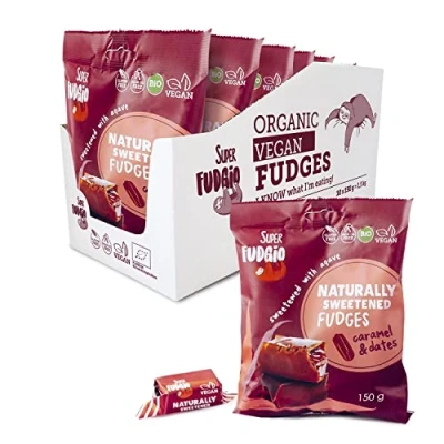 Abbildung von SUPER FUDGiO Organic Bonbons Agave und Datteln Vegan Glutenfrei ohne Palmöl mit Bio Kokosmilch Kokosnusszucker 10 X 150g