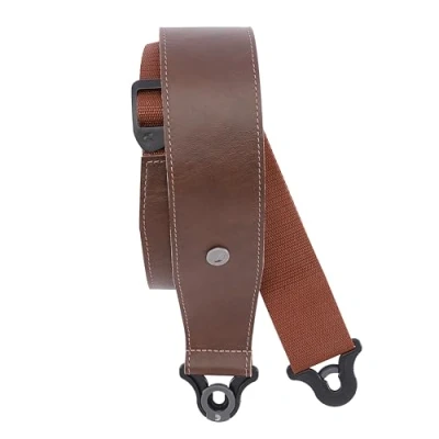 Abbildung von D&#039;Addario Accessories Gitarrengurt aus Leder mit automatischer Verriegelung Zubehör für Akustik und E Gitarren einfach zu bedienender verwendet vorhandene Gitarrengurtknöpfe