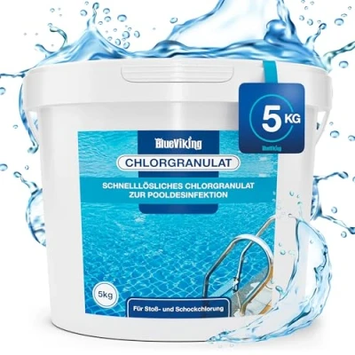 Abbildung von Chlor Pool Granulat 5kg, für zur Schockchlorung, schnelllösliches einen klaren Pool, Erstanwendung, Chlorgranulat
