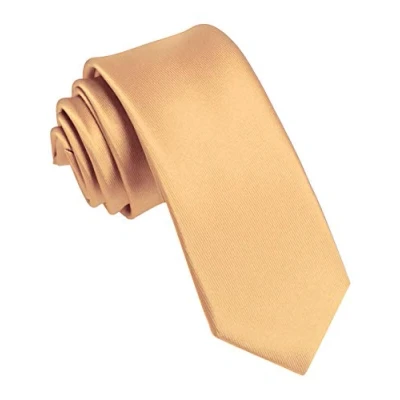 Abbildung von JEMYGINS Schmale Herren Krawatte einfarbig in verschiedenen Farben 6cm (gold2)