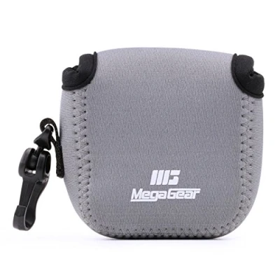 Abbildung von MegaGear MG1314 GoPro Hero 7, 6, 5, Sony DSC RX0 Ultraleichte Kameratasche aus Neopren, mit Karabiner Haken Grau