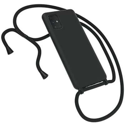 Abbildung von EAZY CASE Premium Silikon Handykette kompatibel mit Samsung Galaxy A71 Handyhülle Umhängeband, Handykordel Schutzhülle, Silikonhülle, Hülle Band, Kette für Smartphone, Schwarz