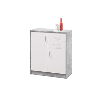 Abbildung von Kommode mit 2 Schubladen Betonoptik weiß 74 cm OPTIMUS