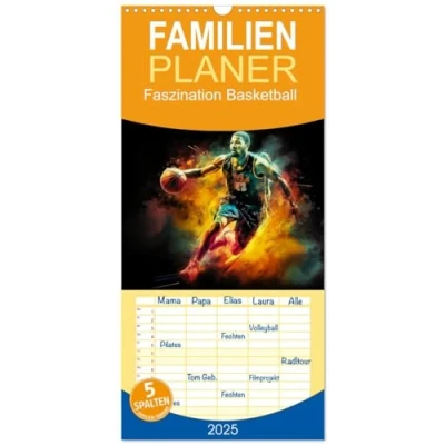 Abbildung von Familienplaner 2025 Faszination Basketball mit 5 Spalten (Wandkalender, 21 cm x 45 cm), CALVENDO