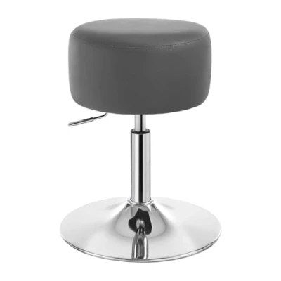Abbildung von WOLTU Schminkhocker, Schminktisch Hocker, Barhocker rund, Design Hocker höhenverstellbar drehbar, Bürohocker Arbeitshocker Küchenhocker, gepolstert, Kunstleder, Grau, BH14gr 1