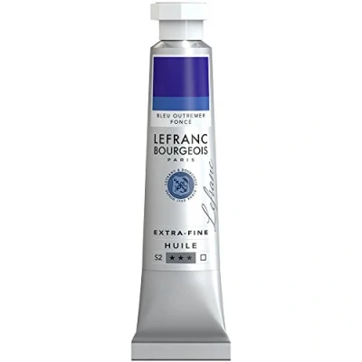 Abbildung von Lefranc Bourgeois 404957 extra feine Ölfarbe in Künstlerqualität aus hochwertigen Pigmenten, lebendige Farben, hohe Lichtechtheit, 20ml Tube Ultramarin Dunkel