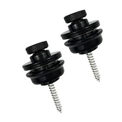 Abbildung von Deolven Gitarrengurt Schloss,Gitarrengurt Knöpfe 2 Pack Metal Taste Endknopf mit Befestigungsschrauben für Akustik Klassische E Gitarre Bass Ukulele Schwarz