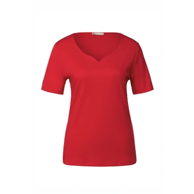 Abbildung von Street One MIT Herzausschnitt Tshirt basic, Damen, Größe: 42, Rot