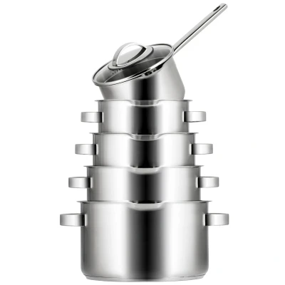 Abbildung von Sola Kochgeschirr Set Pearl 5 teilig Induktions und Downdraft geeignet Edelstahl Kochtopf ø 16 / 18 20 24 cm Für