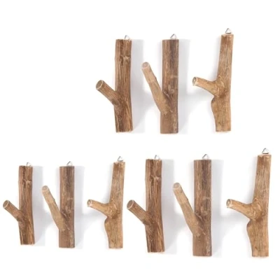 Abbildung von DESIGN DELIGHTS Wandgarderobe Garderobenhaken 9er Set LIMB, Teakholz Wurzel, Kleiderhaken,Wandhaken