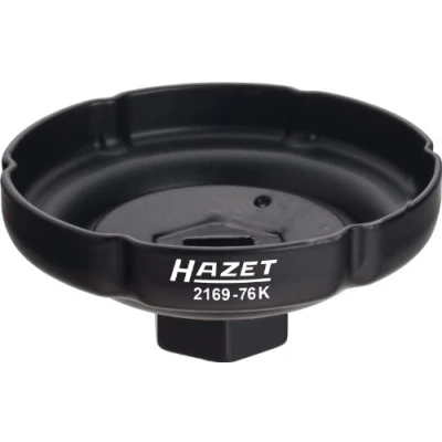 Abbildung von HAZET Öl Filter Schlüssel 2169 76K passendes Werkzeug für verschiedene Ölfilter mit einem Durchmesser von 85 mm, Antrieb: Vierkant 12,5 Abtrieb: 76 mm Rillenprofil, Made in Germany