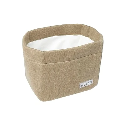 Abbildung von Meyco Baby Knit Basic Wickeltischkörbchen (hochwertige Materialien, aus 100% Baumwolle, abnehmbare Innenschicht, einfache Reinigung per Handwäsche, Größe: 21 x 16 cm), Taupe