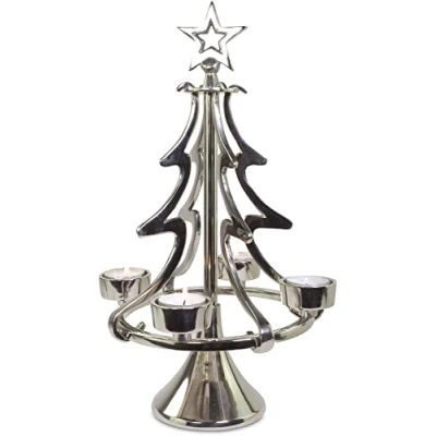 Abbildung von RIFFELMACHER &amp; WEINBERGER Kerzenhalter Exklusiver Metall Kerzenständer Weihnachtsbaum Christbaum, Silber oder Gold Adventskranz Weihnachtsdekoration
