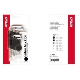 Abbildung von AMiO 01041 Winkelschraubendrehersatz T10,T15,T20,T25,T27, T30,T40,T45,T50 Chrom Vanadium Stahl 9