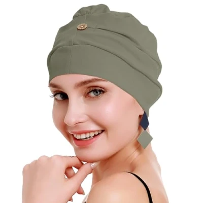 Abbildung von osvyo Baumwoll Chemo Kopfbedeckung für Damen mit Krebs und Haarausfall, Mütze aus Baumwolle, Leichte Kopfbedeckung, Versiegelte Verpackung