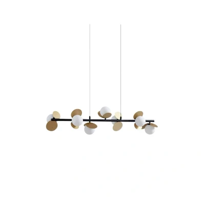 Abbildung von Lucande LED Hängelampe Pallo, 7 flg., schwarz/gold, Glas