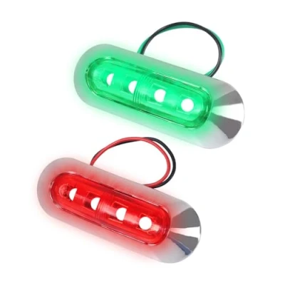 Abbildung von MiOYOOW 2PCS LED Navigationslichter, Wasserdichte Marinedecklichter Signallicht Signalleuchte Seitenbogen Licht für Nachtyacht Segelbootschiffe Rot/Grün