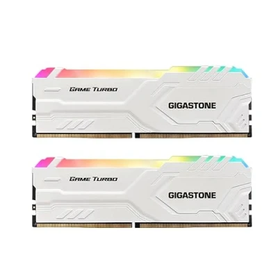 Abbildung von [RGB DDR4 RAM] GIGASTONE RGB Game Turbo (White) Desktop RAM 32GB (2x16GB) 16GB 3200 MHz PC4 25600 CL16 1,35 V 288 Pin/Polig Ungepuffert Nicht ECC Computer Speicher (Nur PC Desktop)