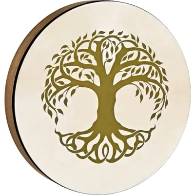 Abbildung von Sonic Energy Handtrommel Lebensbaum 40,6 cm Schamanische Rahmentrommel mit Ziegenfell Für Meditation, Klangreisen, Percussion (HD16WB TOL)