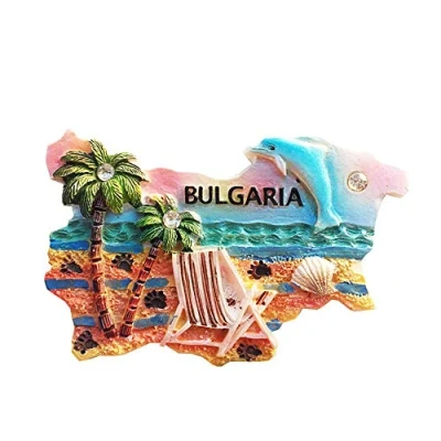 Abbildung von Bulgarien 3D Kühlschrankmagnet, Delfinkarte, Souvenir, Geschenk, handgefertigt, Heim und Küchendekoration, Kühlschrankmagnet Kollektion