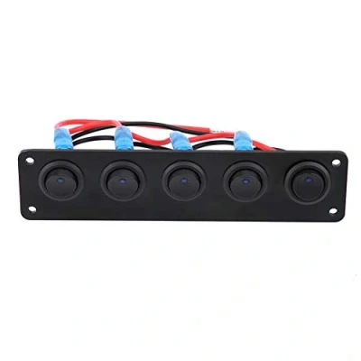 Abbildung von Auto 5 Gang Wippschalter Panel Boot 12V 24V blaue LED Schaltpanel Kippschalter Ersatz für Auto, RV, Wohnwagen, Anhänger