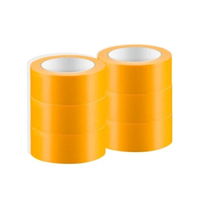 Abbildung von 6 x Mamba Goldband Fineline Washi Tape Maler Klebeband 50mm Abklebeband Malerband Acrylat Soft 50m 30 Tage UV beständiges Malerkrepp für Innen und Außen