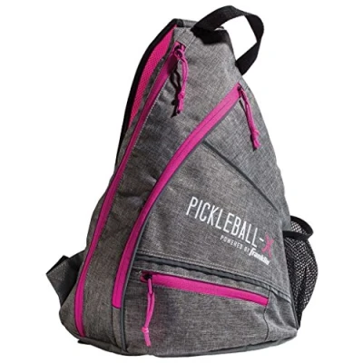 Abbildung von Franklin Sports Unisex Erwachsene X Elite Performance Official of The Gray Sling Bag Offizielle Tasche der US Open Pickleball Championships Verstellbar Grau/Pink, Einheitsgröße