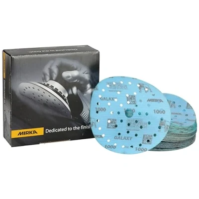 Abbildung von Mirka Galaxy Epoxid Schleifpapier 150mm Klett Korn 1000 zum Schleifen von Epoxidharz, Holz, Epoxy, Rivertable / 50 Stk Schleifscheiben