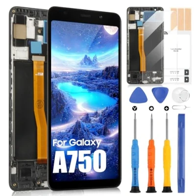 Abbildung von LCD Display für Samsung Galaxy A7 2018 A750 SM A750F Touchscreen Digitizer Glas Montage mit Reparatur Set (6,0 Zoll, Schwarz Rahmen)