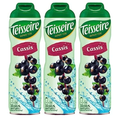 Abbildung von Teisseire Getränke Sirup Cassis/Schwarze Johannisbeer 600ml der genauso schmeckt wie die Frucht (3er Pack)