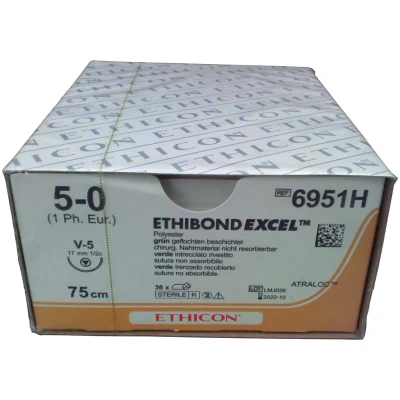Abbildung von ETHIBOND Excel grün USP 5/0 Stärke 1 75cm 36 Stück 12 Folien