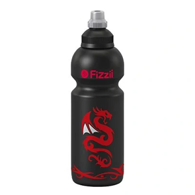 Abbildung von Fizzii Kinder und Freizeittrinkflasche 600 ml (auslaufsicher bei Kohlensäure, schadstofffrei, spülmaschinenfest, Motiv: Drache)