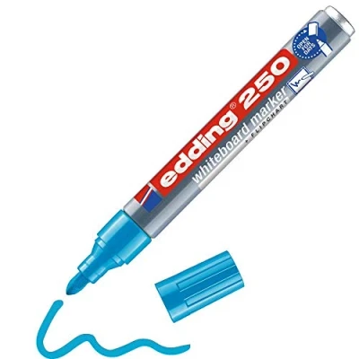 Abbildung von edding 250 Whiteboardmarker hell blau 1 Whiteboard Stift Rundspitze 1,5 3 mm Boardmarker abwischbar für Whiteboard, Flipchart, Magnettafel, Pinnwand, Memoboard Sketchnotes