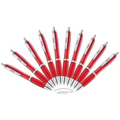 Abbildung von Libetui 10 ergonomische Kugelschreiber Rot rutschfeste Griffzone Großraumine Schwarz Kuli schwarzschreibend Rote Kulischreiber schwarze Tinte