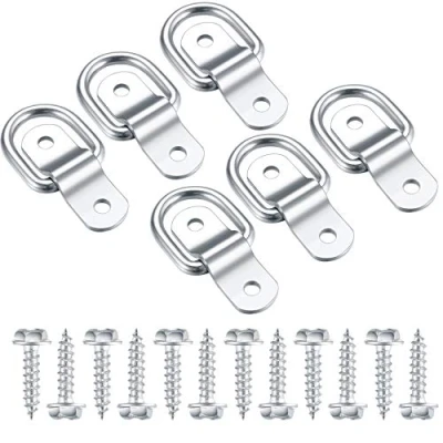 Abbildung von 6 Stück D Ring Zurröse, Zurring Aufbauring Ring, Anhänger Zubehör Ringanker mit 12 Schrauben für Campingausrüstung, PKW, LKW, Boot