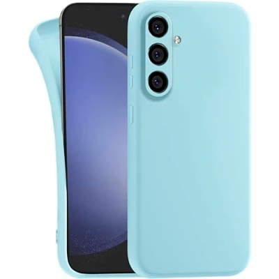 Abbildung von MyGadget Hülle kompatibel mit Samsung Galaxy S24 Plus robuste Handyhülle TPU Case Slim Silikonhülle Back Cover Kratzfest Schutzhülle Matt Hellblau