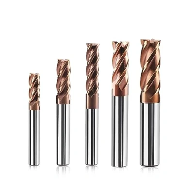 Abbildung von 5 Stücke Fräser Schaftfräser Hartmetall 4 Flöte, 6 12mm CED TiSiN Coat Spiralfräser Bit VHM CNC Bohraufsätze/Schaftfräser Bit, 55 HRC Schneide Drill für Stahl, Aluminiumlegierung, Kupfer