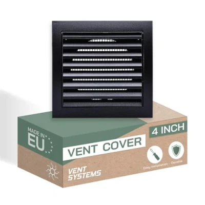 Abbildung von Vent Systems Ø100mm Außenmaße 148x153mm Anthrazit Lüftungsschlitz Abdeckung für Trockner, Belüftungsöffnungen und Abluft Rohr, den Außenbereich geeignet