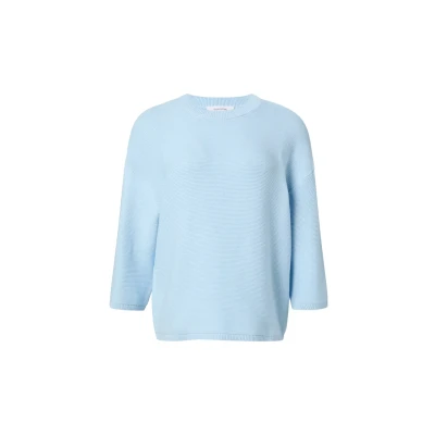 Abbildung von comma casual identity MIT 3/4ÄRMELN Strickpullover, Damen, Größe: 40, Hellblau