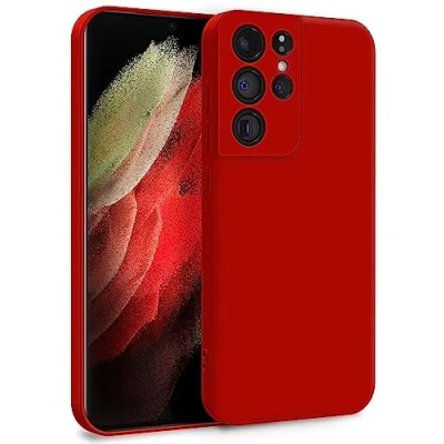 Abbildung von MyGadget Hülle für Samsung Galaxy S21 Ultra Zweilagige Handyhülle mit Kameraschutz Cover Innenfutter &amp; Silikon außen Rot